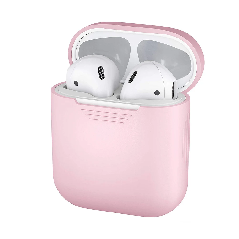 Silicone Case-Pink Мягкий силикон для AirPods Bluetooth беспроводные наушники чехол Защитный чехол для Apple Air Pods зарядная коробка Acce - Цвет: Silicone Case-Pink