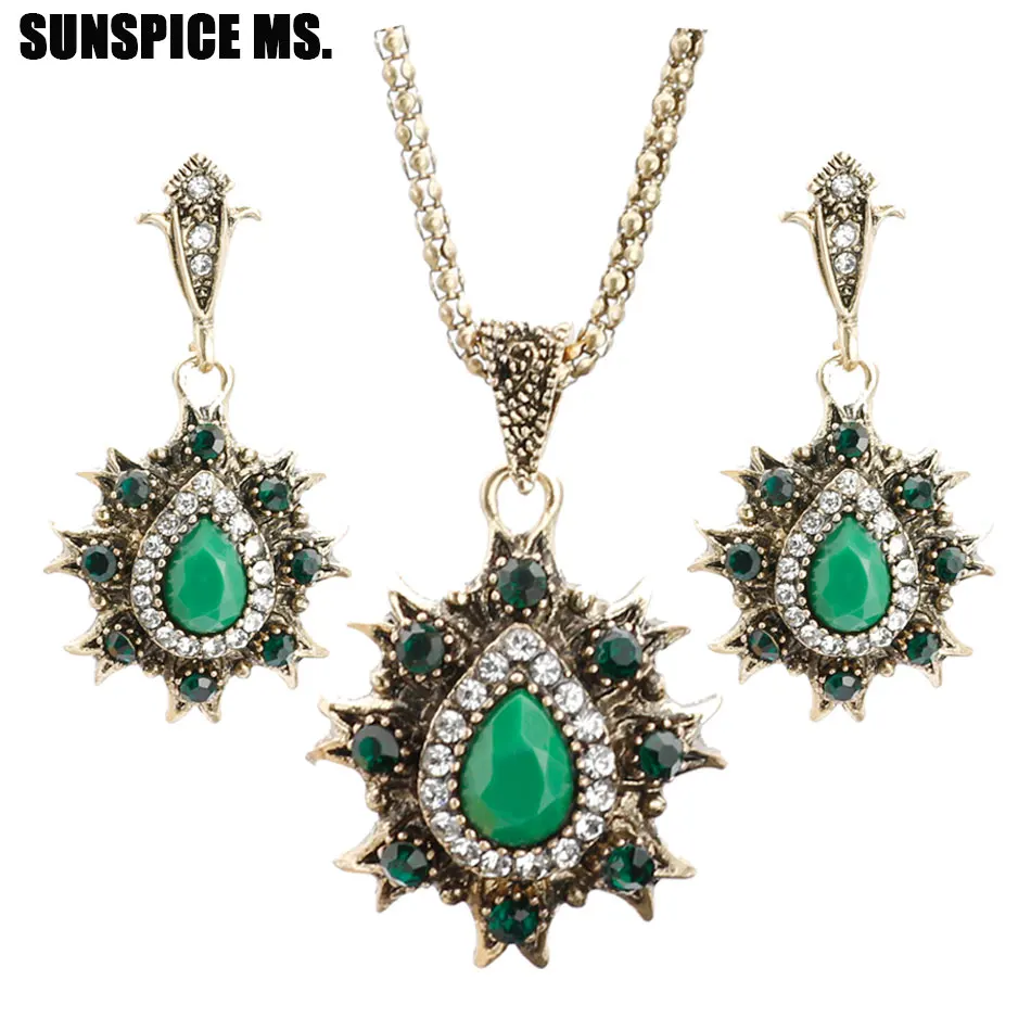 Женский винтажный комплект украшений сережки подвески с подвеской из красной