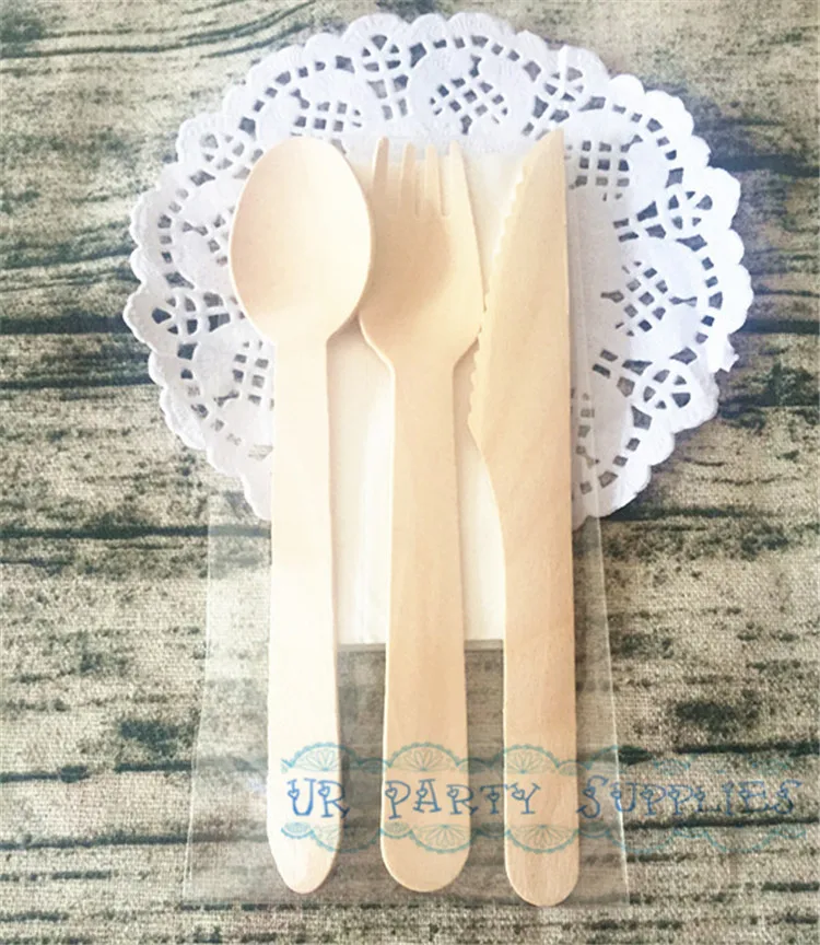 10 комплектов вечерние деревянные столовые приборы вилки ложки ножи бумажные