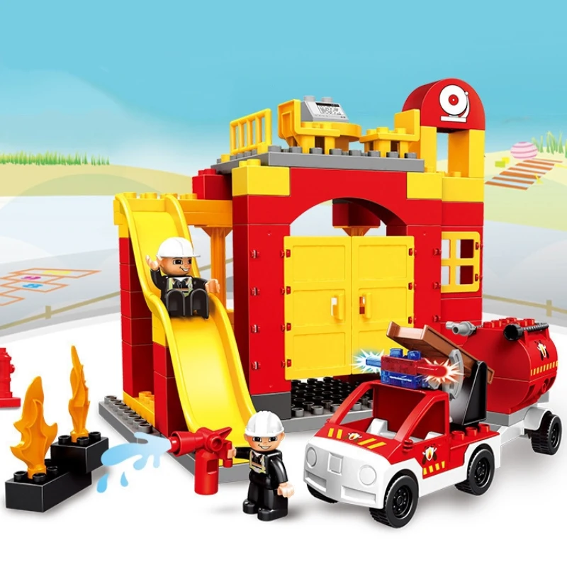 69 шт. пожарная машина пожарный DIY строительные блоки совместим с Duplo город