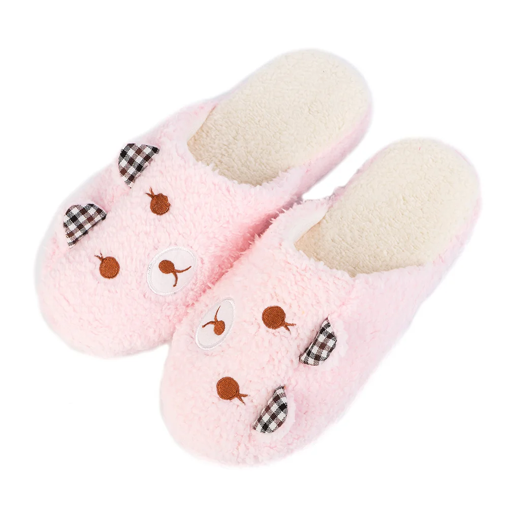 Зимние тапочки с милым мультяшным медведем Pantuflas плюшевые домашние мягкой