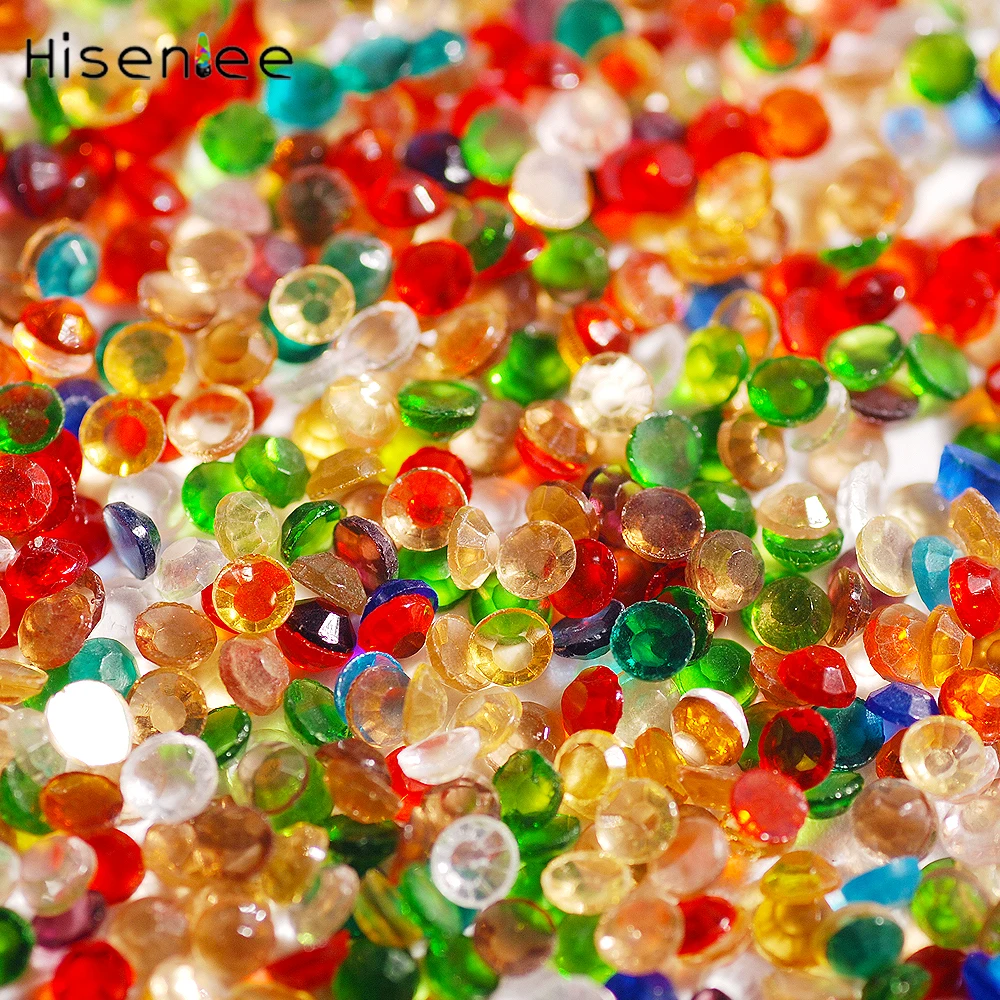 

High quality transparent color mixing fashion shiny flat round glass rhinestone 3D nail DIY mobile phone shell decoration