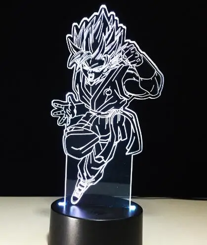 Dragon Ball Супер Saiyan Goku фигурка 3D иллюзия настольная лампа 7 цветов меняющийся ночной Светильник для мальчиков Подарки для малышей Прямая поставка - Испускаемый цвет: Design 7