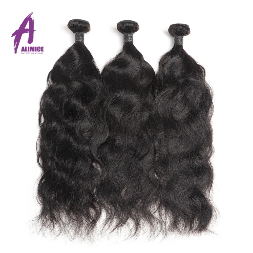 Alimice бразильский натуральный волнистый волос 3 Связки Дело 100% человеческие