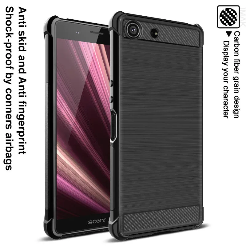 IMAK For Sony Xperia XZ4 Compact Case Vega Shockproof Conners Carbon Fiber Soft TPU Back Cover | Mobile Phone Cases &amp Covers