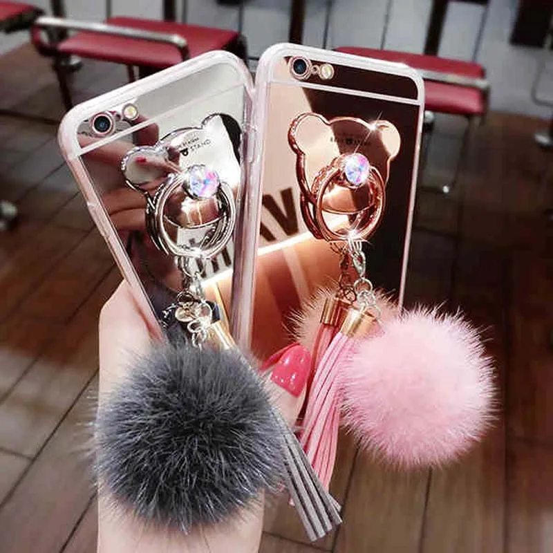 Мягкий силиконовый кольцо зеркало случае Coque чехол для Huawei P9 P10 lite плюс P8 Lite 2017
