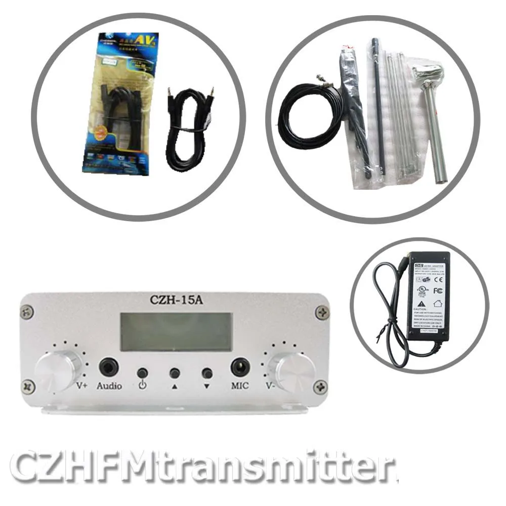 CZH fm передатчик для радиовещания 15 Вт стерео PLL + антенна GP100 FM 87 108 МГц|broadcast transmitter|gp