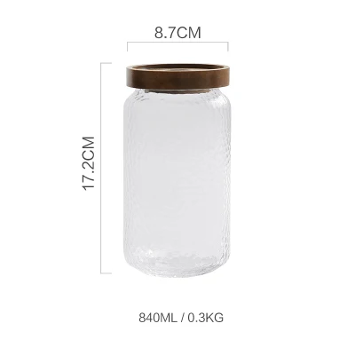 840ML Стеклянная банка для хранения продуктов, бутылка для специй, сахара, чая, кофе, контейнер, коробка для зерен, орехов, резервуар для хранения, органайзер, деревянная Герметичная крышка - Цвет: 840ML