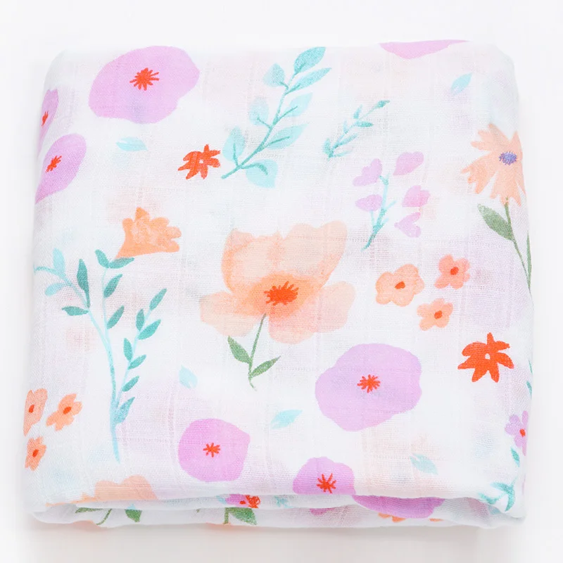Pink flower Детские одеяла для новорожденных, реквизит для фотосъемки, детские подгузники из муслина, бамбуковое Хлопковое полотенце для ванной - Цвет: Pink flower