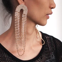 luxury wedding shiny rhinestone earring for women fashion statement long tassel earrings party jewelry wholesale uken