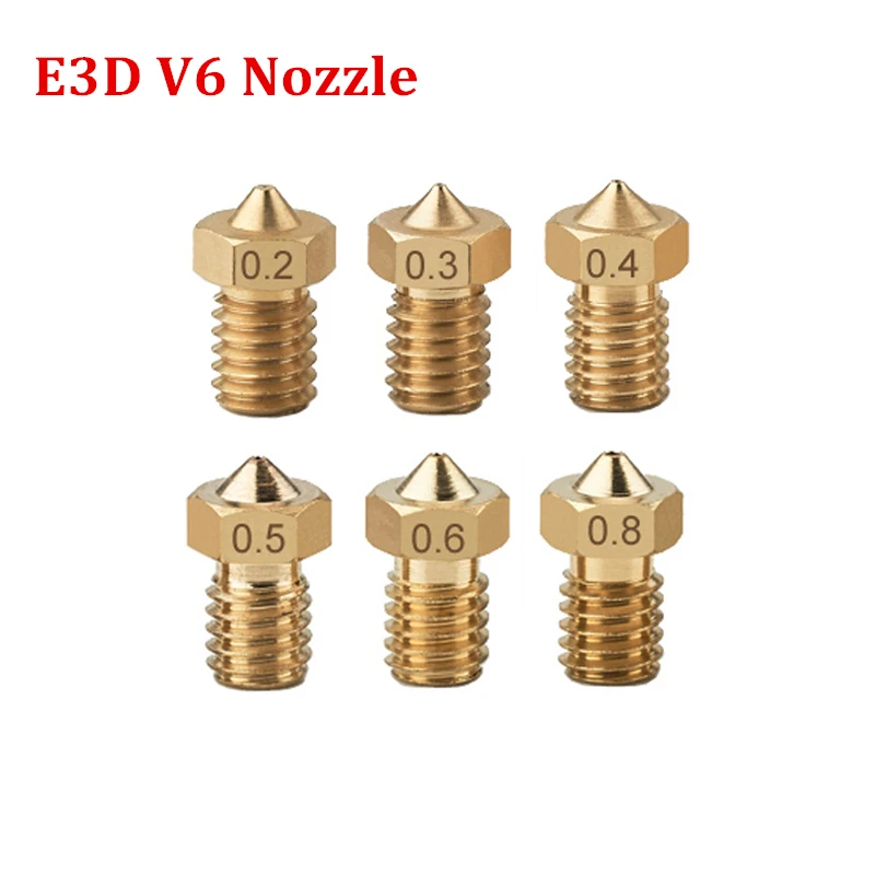 E3D V5 V6 сопло 0 2 мм 3 4 5 медь для нити 1 75 M6 Резьбовая латунь 3D принтер экструдер