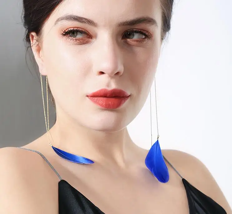 Feather Multicolour Long Earrings Fashion Trend Women Confidante Gift Brincos Bijoux E5261 | Украшения и аксессуары