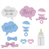 10pcsset baby party photobooth props glitter boy girl party soother bottle paper shooting props masquerade photo props supplies
