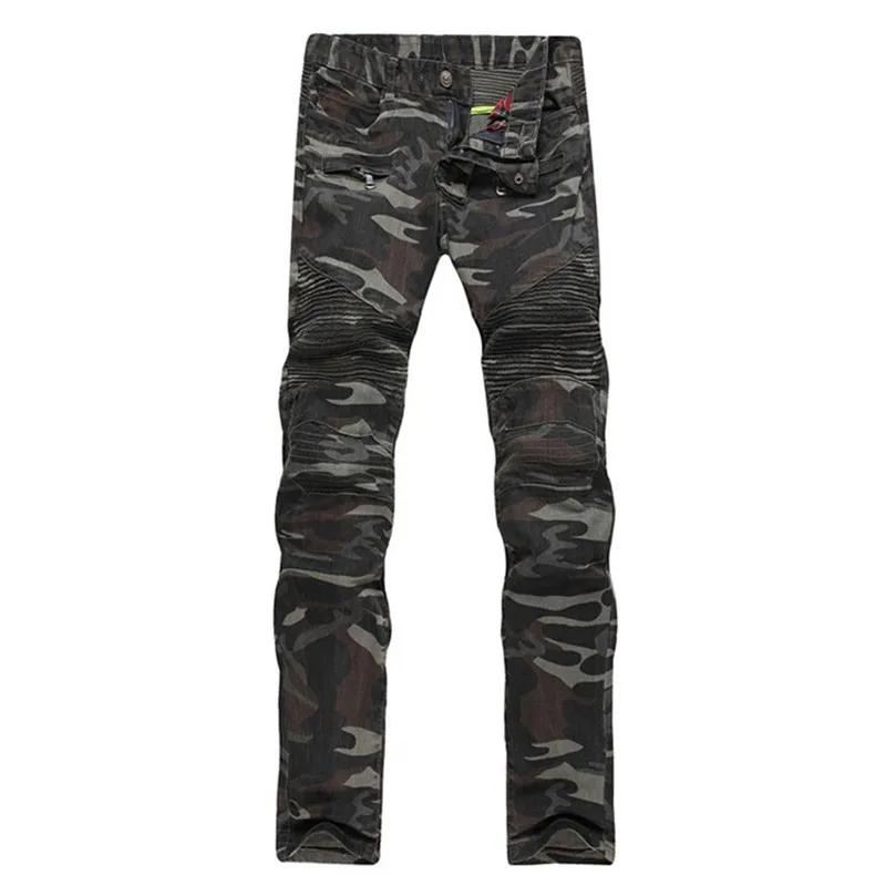 Мужские повседневные камуфляжные обтягивающие джинсы с карманами мужские