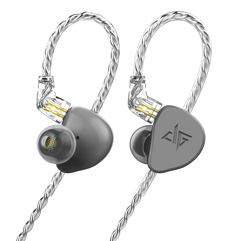 gray Auglamour F300 Динамический драйвер HiFi металлический музыкальный монитор спортивные MP3 наушники-вкладыши Наушники 0,78 мм съемный кабель - Цвет: gray