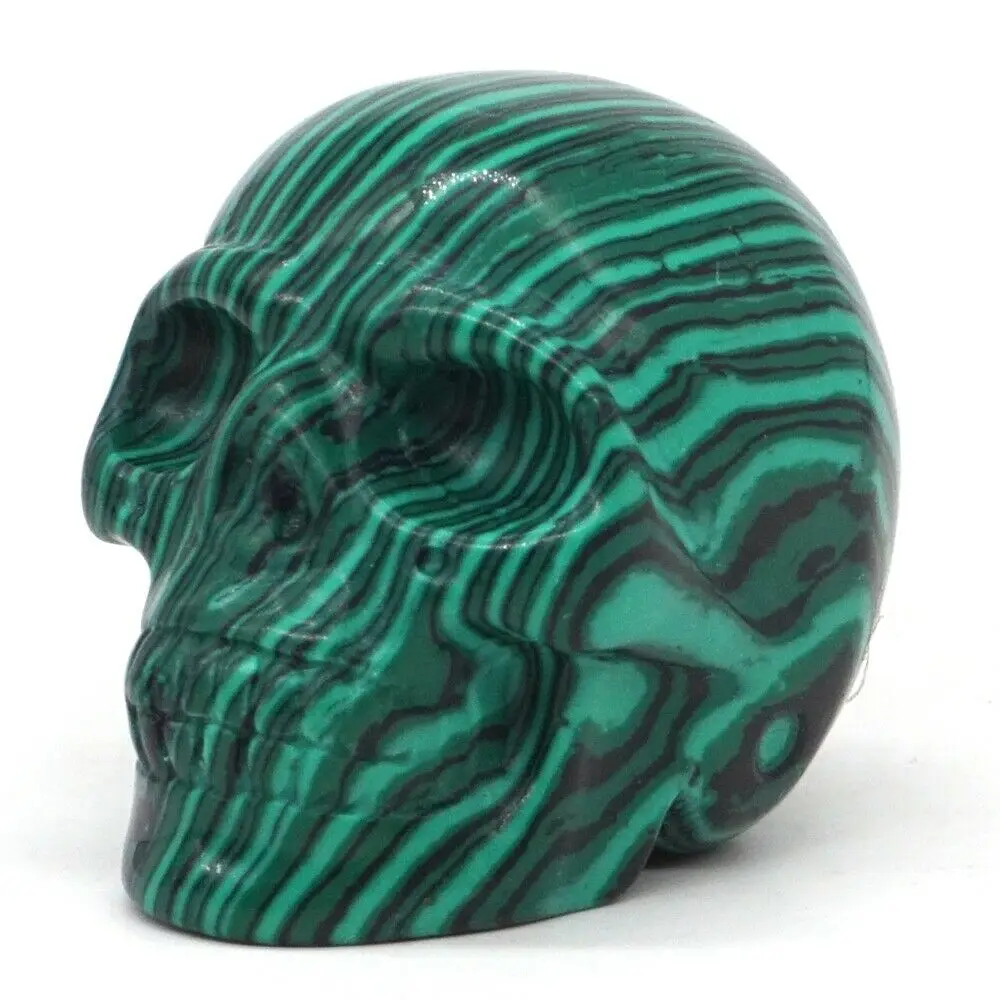 

2" Skull Figurine Green Taiwan Turquoise Carved Stone Statue Home Decor