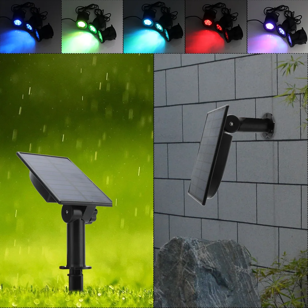 BORUiT 6 RGB светодиодов солнечные лампы 3 Ландшафтный прожектор подводный бассейн пруд проекционный свет Открытый Сад Освещение