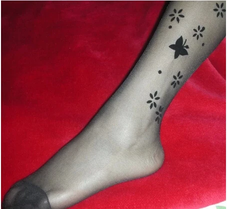 Fashion Sexy Women Girl stockings Long Silk Pantyhose Tights Print Cute Tattoo Black/Skin Color | Женская одежда
