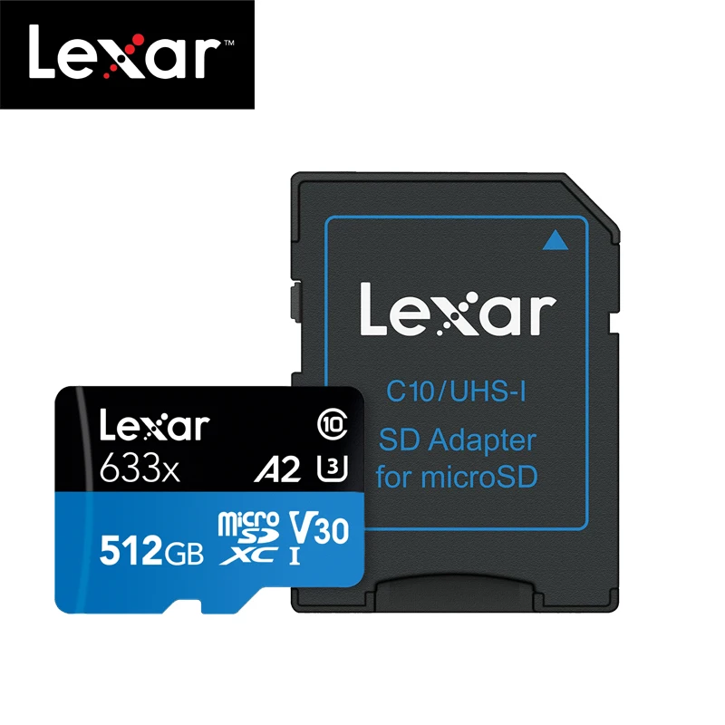 100% оригинальная карта памяти Lexar 512 Гб Micro SD высокая скорость до 100 м/с ГБ C10 633x TF