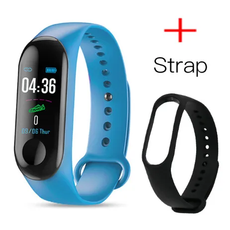 LYKRY M3 Smartband кровяное давление фитнес-браслет трекер пульсометр браслет умные часы для IOS Android телефон - Цвет: Blue Plus Strap