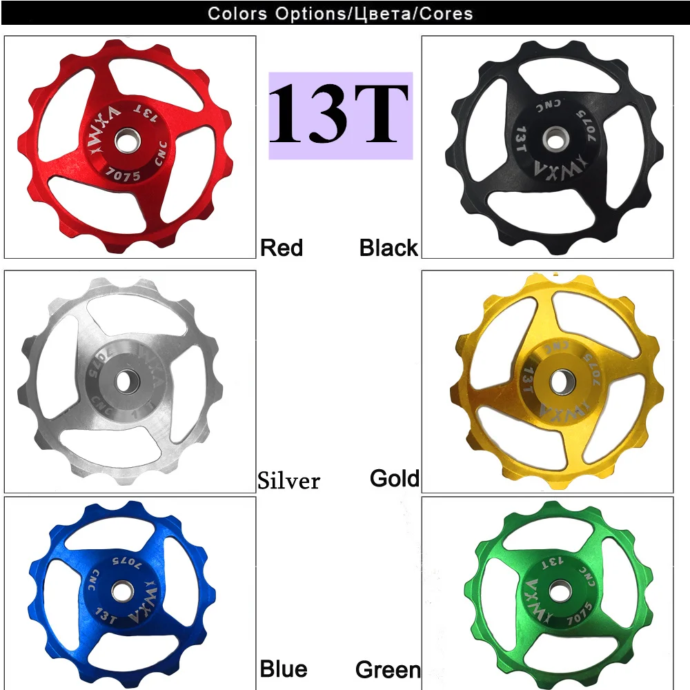 Велосипедный задний переключатель VXM 11T 13T с подшипником шкивов, выполненный из сплава алюминия методом ЧПУ, роликовый направляющий велосипеда Road MTB Bike Guide Roller Idler 4/5/6mm.