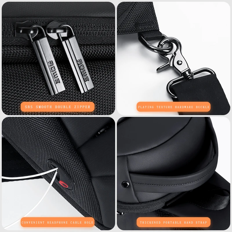 FRN Men Single Shoulder Messenger Bag Oxford USB Charging Waterproof High Capacity Chest Sling Travel Crossbody 2019 New | Багаж и сумки