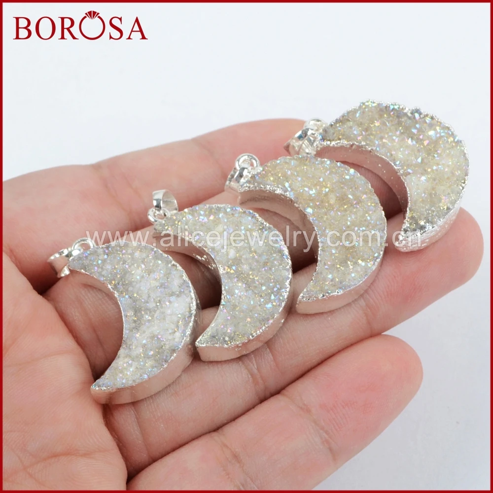 BOROSA 10 шт . модный серебряный цвет кристалл Титан AB геодезический кулон из бисера