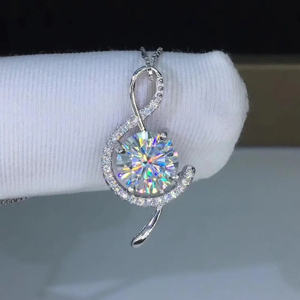 Круглые серебряные подвески poethes Of Jew Store 1ct D VVS роскошные Подвески Moissanite Weding для