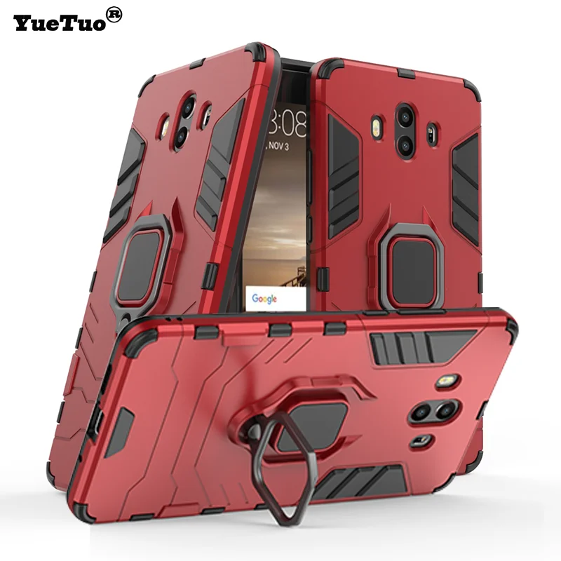 YueTuo finger ring armor case for huawei mate 9 lite mate9 honor 6x mate10 luxury original stand 3d holder phone Hard back cover |