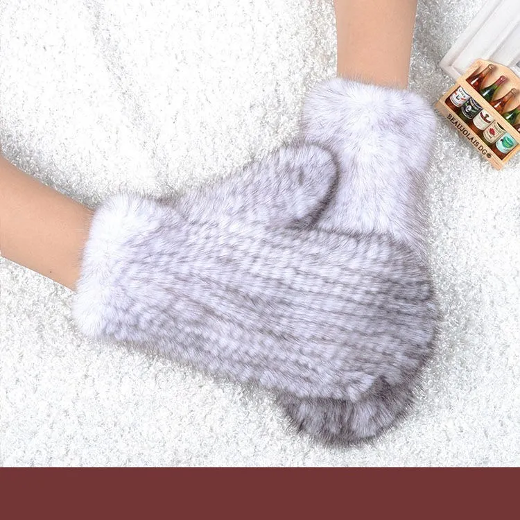 Cross mink A 006 Новые популярные зимние женские перчатки из натурального меха норки милые женские перчатки из натурального меха норки Хорошие эластичные женские зимние вязаные - Цвет: Cross mink A