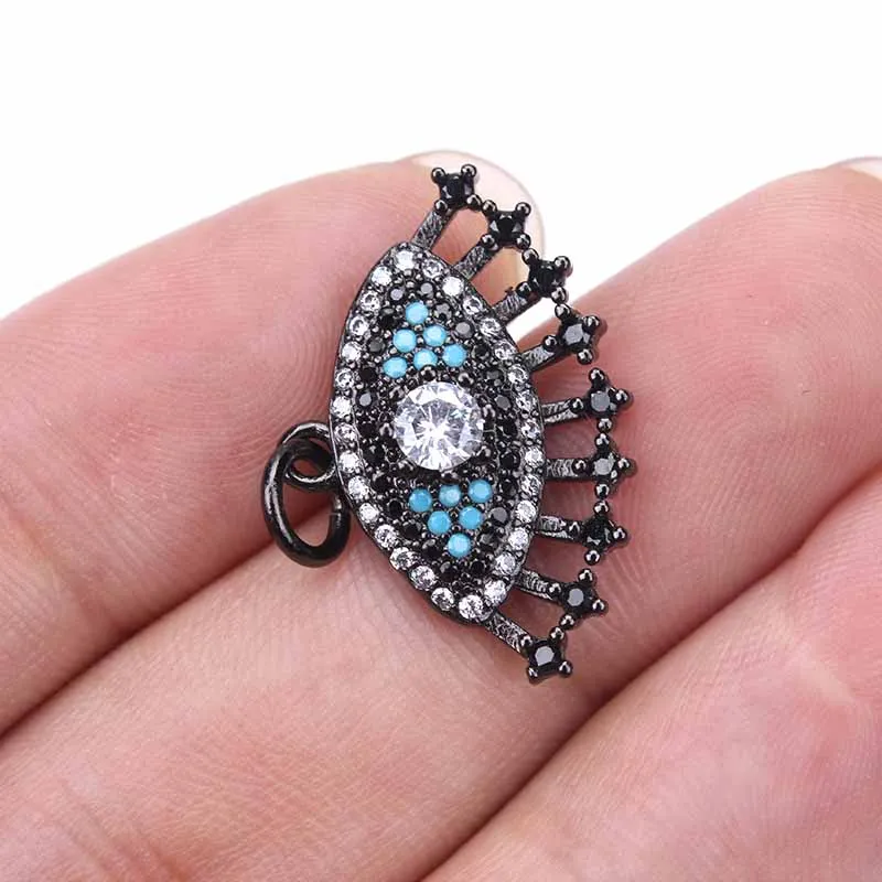 Two Colors Micro Pave CZ Evil Eye Necklace Pendant Copper Resin Beads Charms for Choker Pendants DIY Jewelry Accessories EY1185 | Украшения