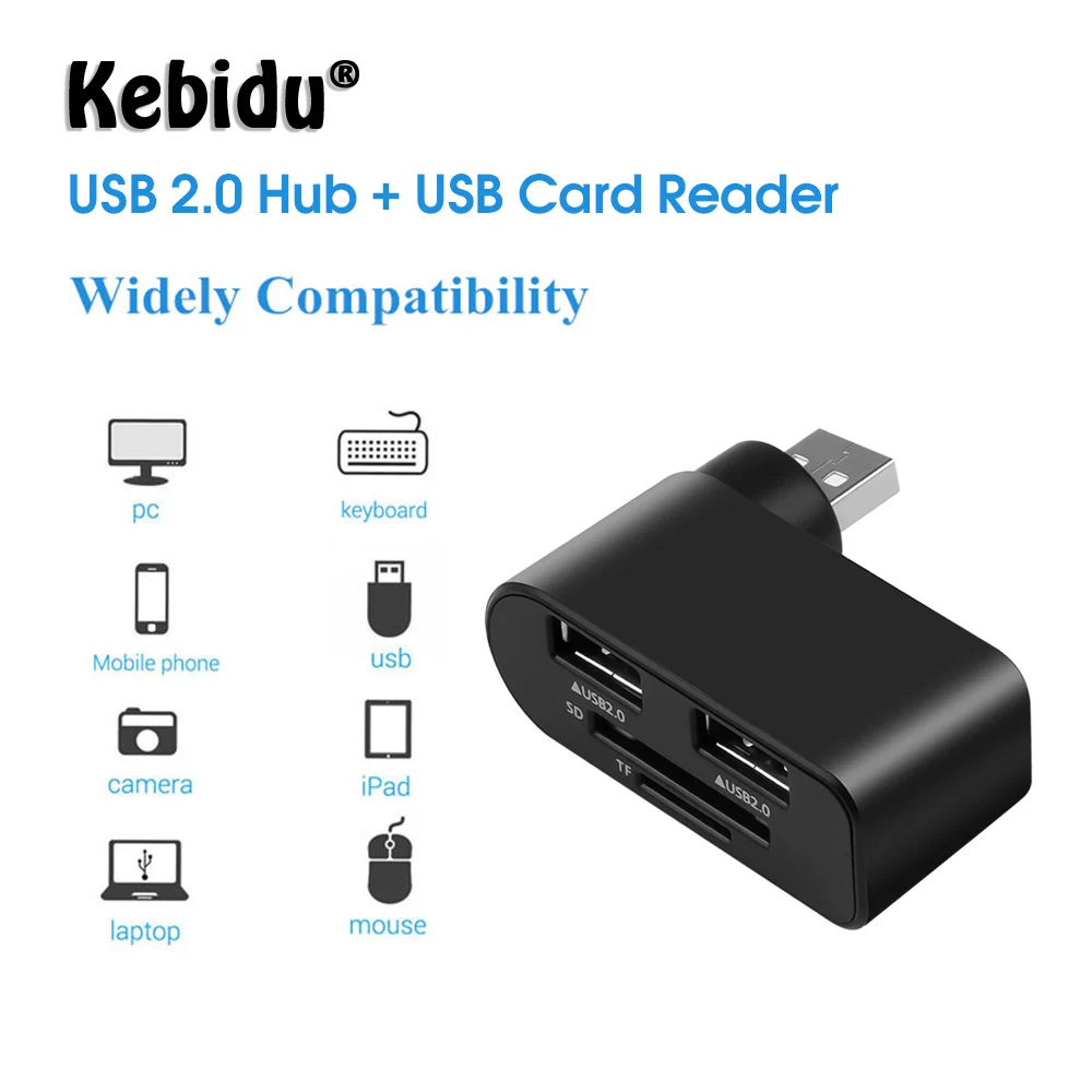 

Kebidu Multi USB Hub 2.0 2 Port USB 2.0 Adapter Splitter Power Interface SD TF Card Reader For MacBook Computer Laptop PC