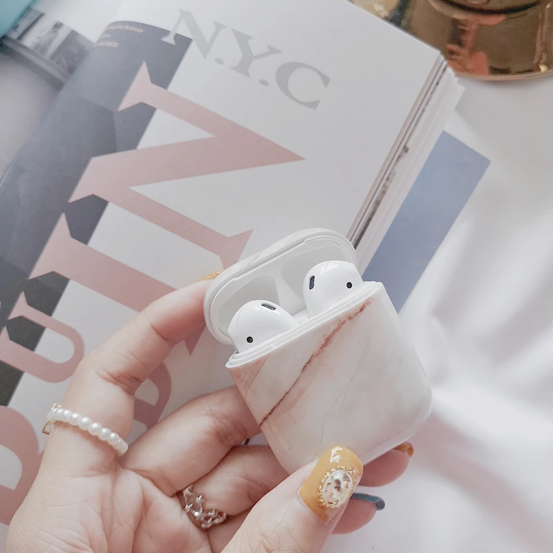 Чехол для наушников чехол Airpods роскошный мраморный Жесткий защитный аксессуары