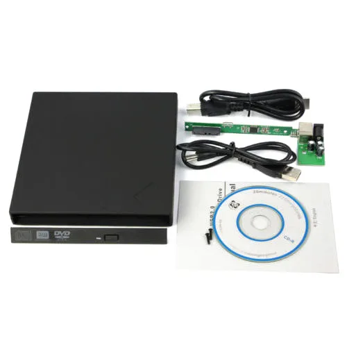 Внешний USB2.0 тонкий корпус 9 5 мм SATA ноутбук лоток CD DVD привод горелки | Компьютеры и