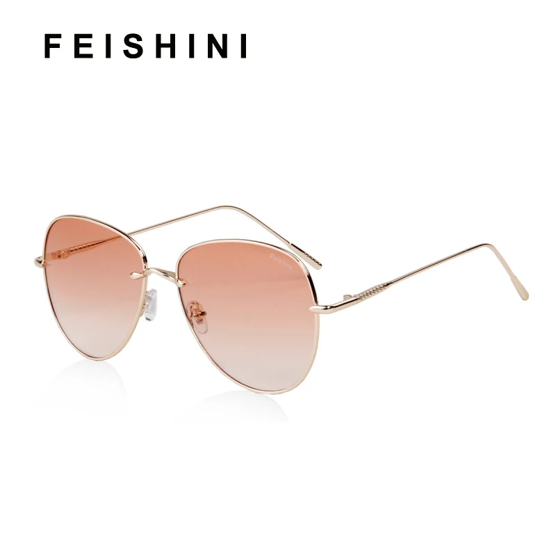 

FEISHINI Brand Designer Shop Counters Big Frame Pilot Sunglasses Women UVB Eyewear Fashion Summer color Sunglass Men Mirror