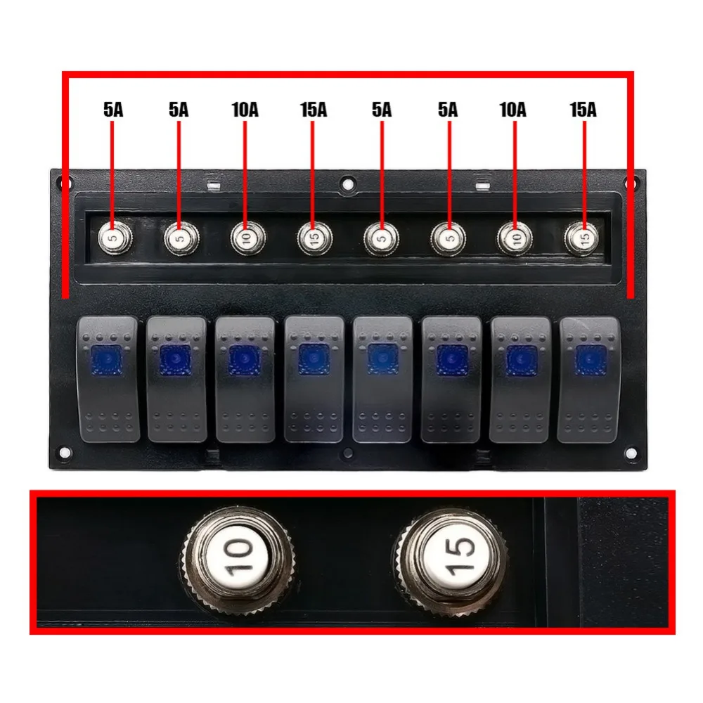 8 банд 12В 24В синий светодиодный автомобильный морской катер кулисный