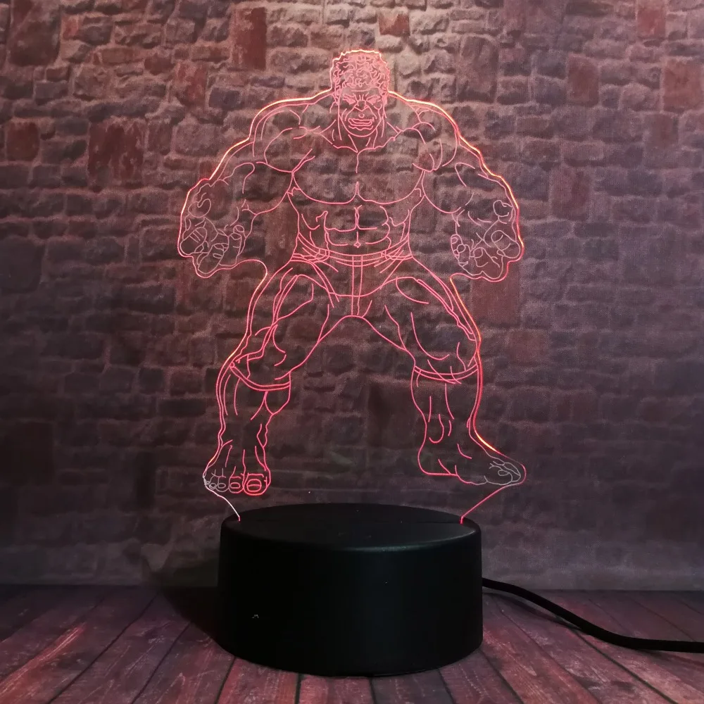 Marvel's Legends мстители Супер Герой 3D Халк ночник 7 красочный градиент LED Настольная