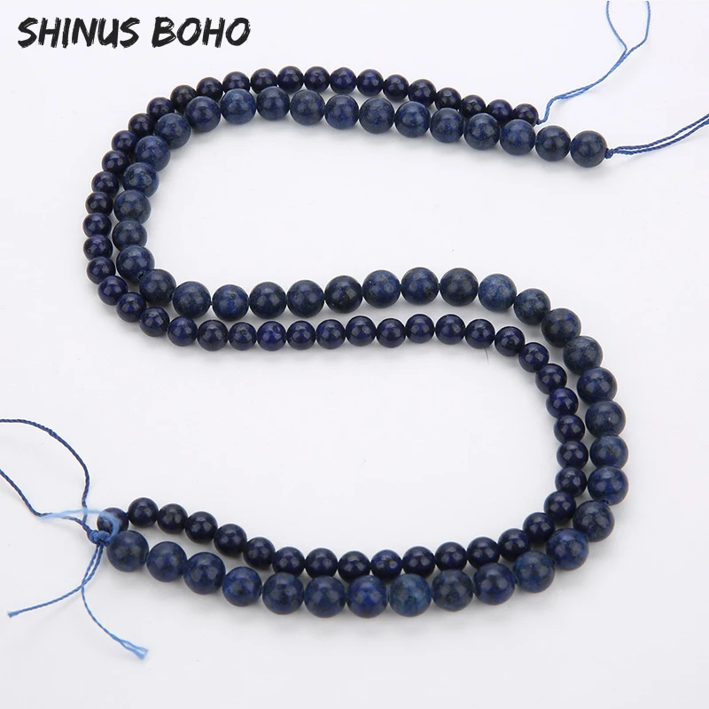 SHINUSBOHO 1 нитка тусклый польский матовый Лазурит Камень бусины для изготовления