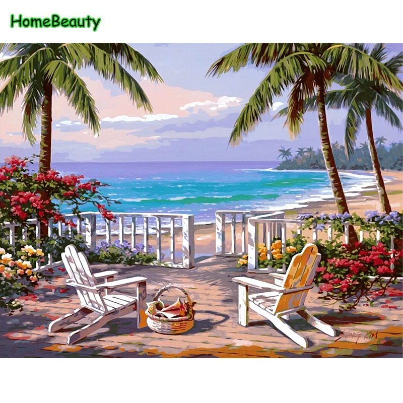 Painting Calligraphy modular landscape sea picture diy acrylic paint paintings hand painted by numbers on the wall decor YA234 | Дом и сад