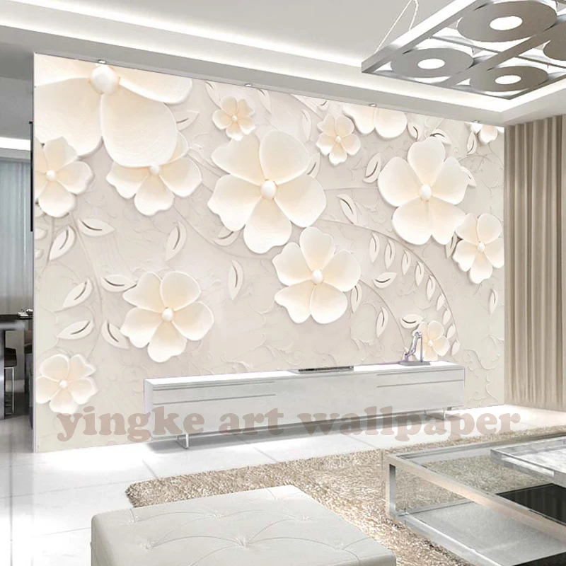 

Custom beige photo wallpaper 3d living room TV sofa three-dimensional relief floral large mural 3d wall murals wallpaper