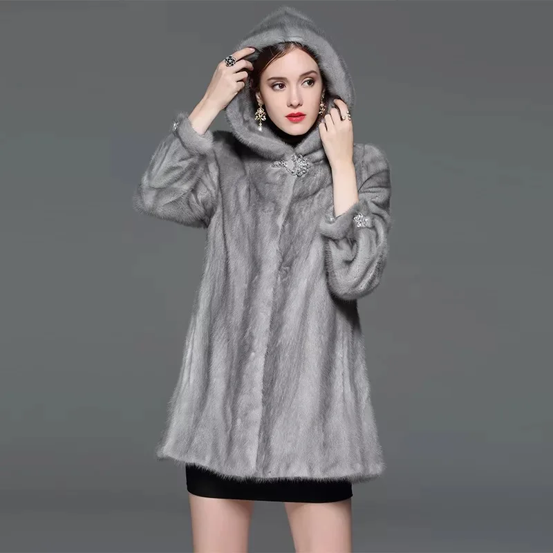 Роскошные Брендовые женские натуральная норковая Меховая куртка длинная
