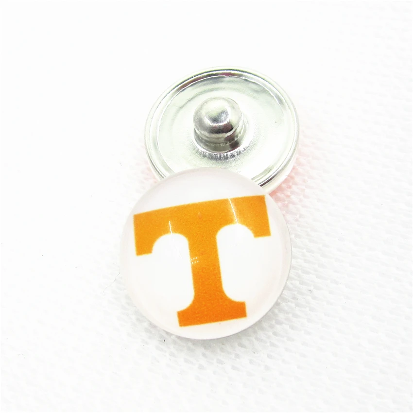 

20pcs/lot University of Tennessee US Teams Snap Buttons DIY 18mm Sports logo Snaps Charms Jewelry Bracelets&Bangles