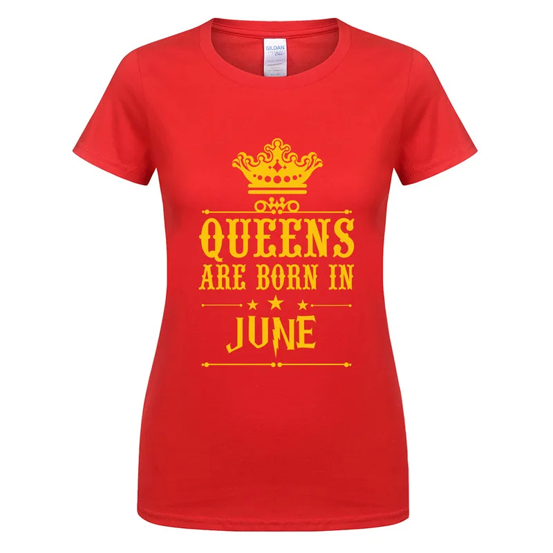 Omnitee Женская Queens рождаются в июне футболки из хлопка с коротким рукавом для