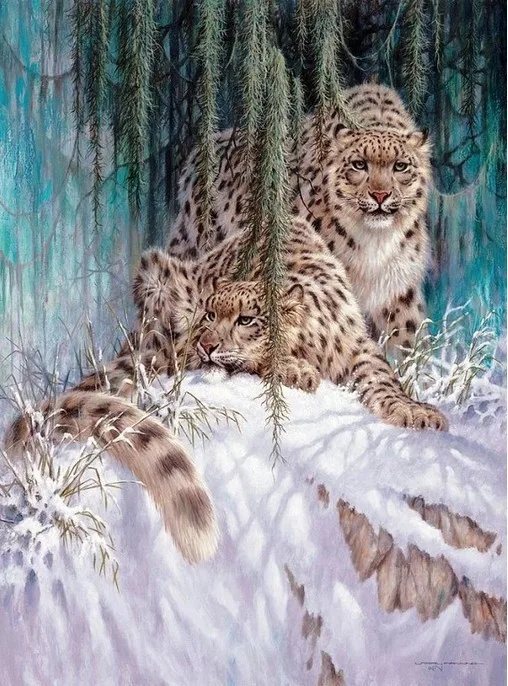 

Needlework Diy Diamond Painting Kit Embroidery Square/round Full Drill Leopard Snow Mountain Serious Mountains