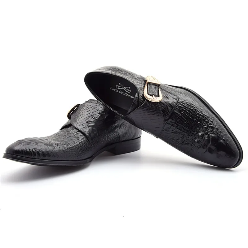 Модельные туфли с крокодиловым лицевым покрытием цвет винный красный черный