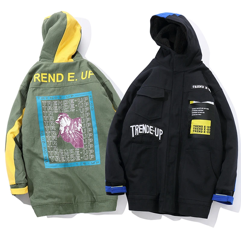 Aelfric Eden 2018 Streewear прилив бренд хип хоп Свободная куртка с капюшоном зима плюс