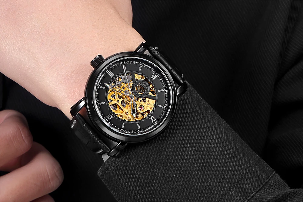 ORKINA мужские часы Топ бренд класса люкс Золотой Скелет автоматические