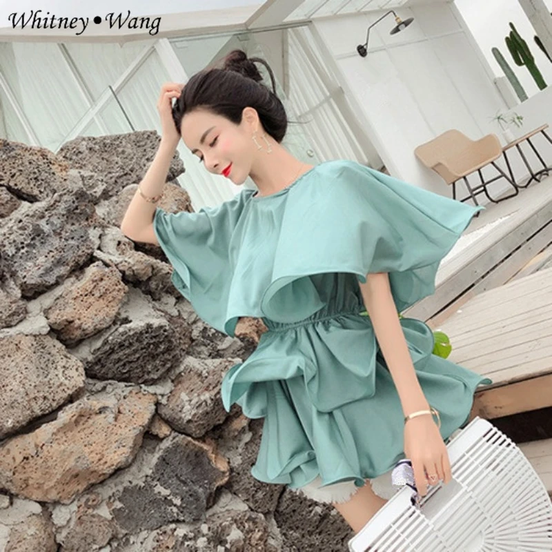 Женская шифоновая блузка WHITNEY WANG модная уличная одежда с многослойными оборками