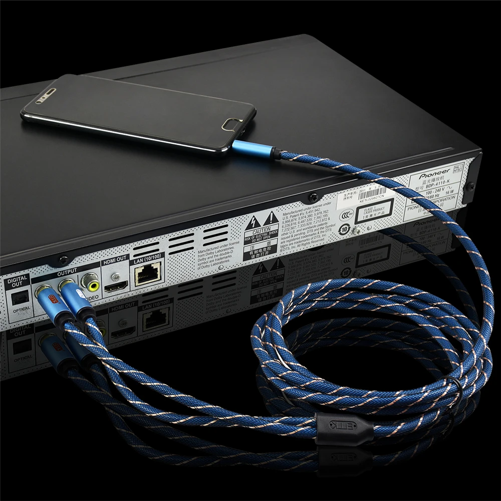 EMK AUX 3 5 мм до 2 RCA аудио штекер кабель со штыревыми соединителями на обоих концах