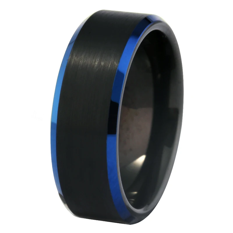Blue Bevel Вольфрамовые кольца классические кольца для женщин обручальные мужские кольца матовое покрытие помолвка на заказ Гравировка юбилейные ювелирные изделия - Цвет основного камня: Blue Bevel